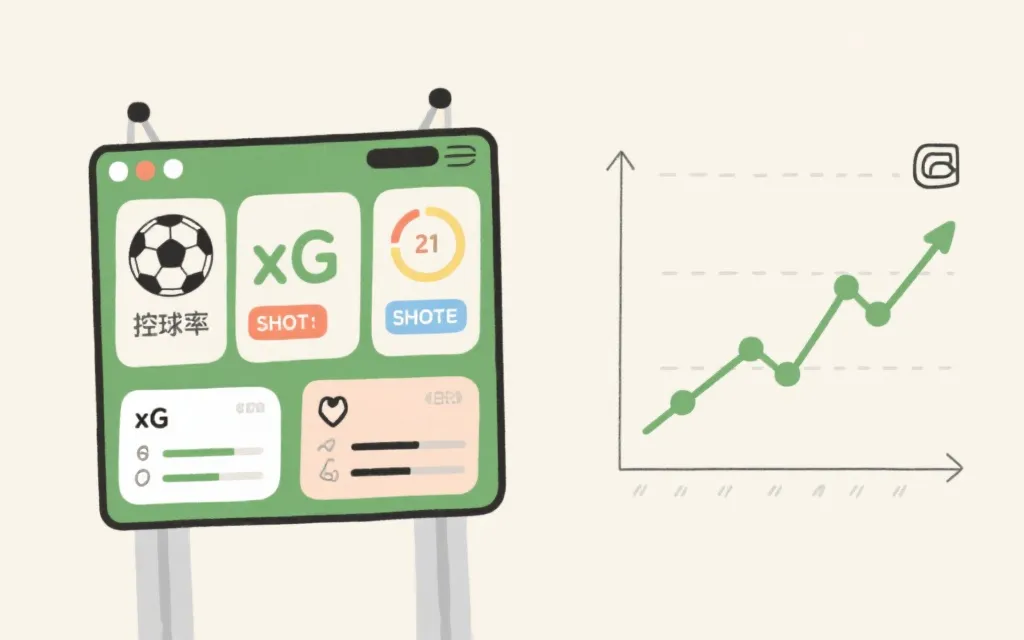 数据看板示意：控球率、xG、射门与指数联动